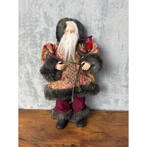 Collectible Brinns 1995 Santa Figurine With Trombone & Faux Fur Trim Tapestry Co
